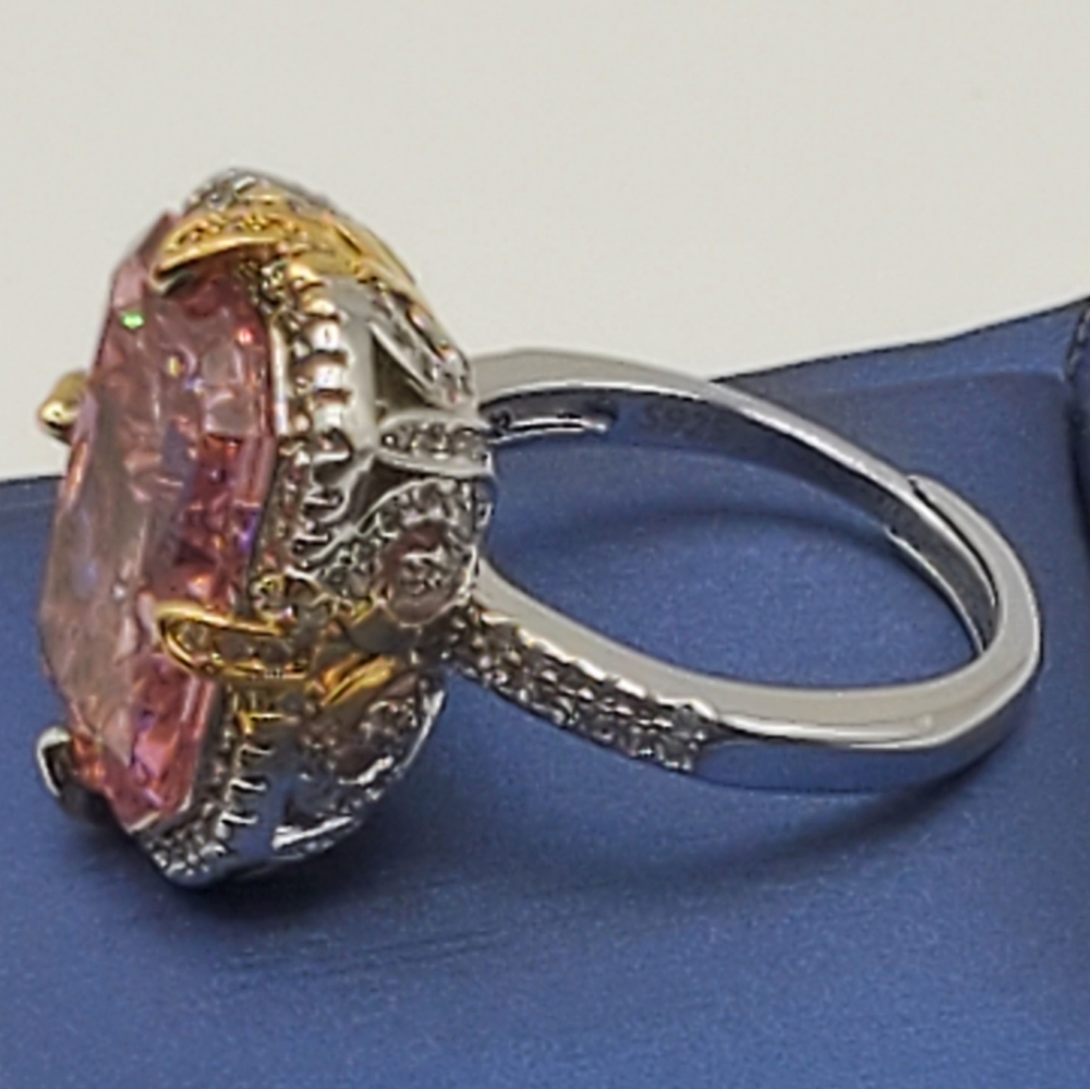 15CTW+ High Carbon Crushed Ice Radiant Lab Sapphire High Quality Czs S925 Ring - Picture 12 of 17